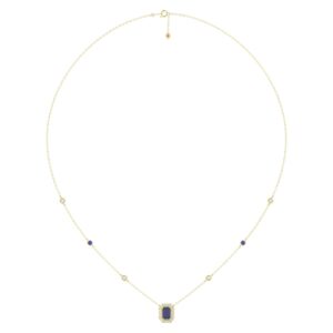 18K YELLOW GOLD 7/8CT ROUND/SAPPHIRE DIAMOND LADIES NECKLACE(COLOR STONE SAPPHIRE DIAMOND 1/2CT)