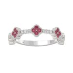 18K WHITE GOLD 1/4CT ROUND DIAMOND LADIES RING (COLOR STONE ROUND RUBY DIAMOND 1/10CT)