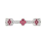 18K WHITE GOLD 1/4CT ROUND DIAMOND LADIES RING (COLOR STONE ROUND RUBY DIAMOND 1/10CT) - Image 3