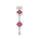 18K WHITE GOLD 1/4CT ROUND DIAMOND LADIES RING (COLOR STONE ROUND RUBY DIAMOND 1/10CT) - Image 2