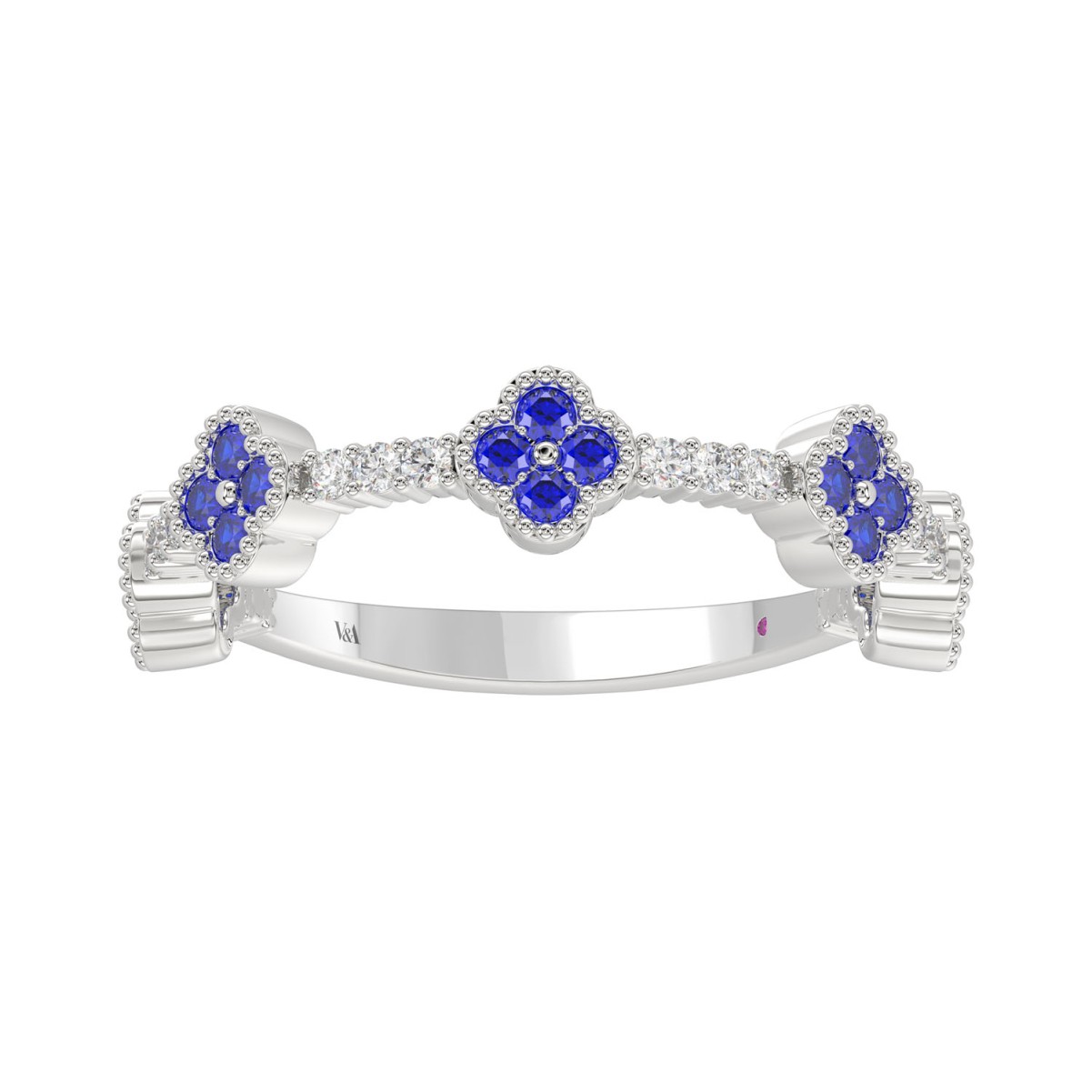 19223254_VA29274W-1201x1201.jpg 18K WHITE GOLD 1/4CT ROUND DIAMOND LADIES RING(COLOR STONE SAPPHIRE DIAMOND 1/10CT) - Image 1
