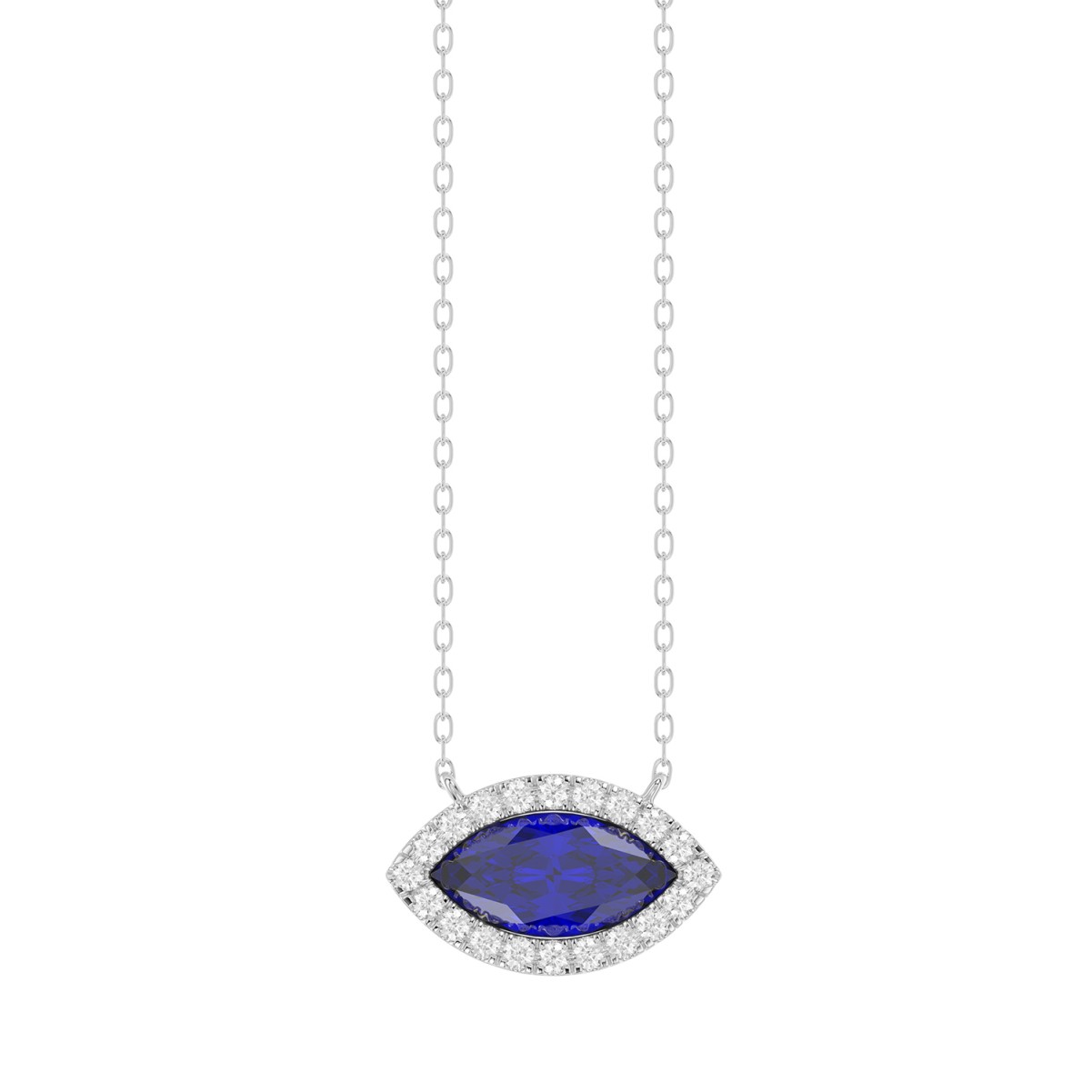 19223266_VA23415W-1201x1201.jpg 18K WHITE GOLD 7/8CT ROUND/MARQUISE DIAMOND LADIES NECKLACE(COLOR STONE MARQUISE SAPPHIRE DIAMOND 3/4CT) - Image 1