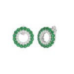10K WHITE GOLD 1/2CT ROUND DIAMOND LADIES EARRINGS (ROUND EMERALD DIAMOND 1/3CT) - Image 3
