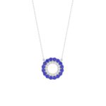 10K WHITE GOLD 1/2CT ROUND DIAMOND LADIES PENDANT WITH CHAIN (ROUND BLUE SAPPHIRE DIAMOND 1/3CT)