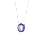 10K WHITE GOLD 1/2CT ROUND DIAMOND LADIES PENDANT WITH CHAIN (ROUND BLUE SAPPHIRE DIAMOND 1/3CT) - Image 3