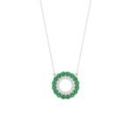 10K WHITE GOLD 1/2CT ROUND DIAMOND LADIES PENDANT WITH CHAIN (ROUND EMERALD DIAMOND 1/3CT)