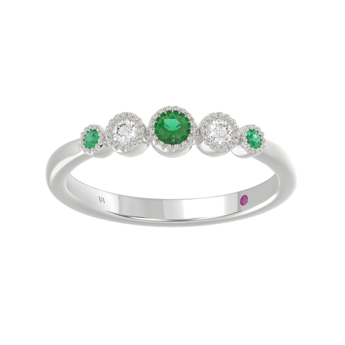 19223275_VA33282W-10K-1201x1201.jpg 10K WHITE GOLD 1/3CT ROUND DIAMOND LADIES RING (ROUND EMERALD DIAMOND 1/5CT) - Image 1