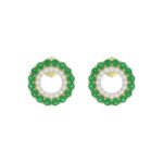 10K YELLOW GOLD 1/2CT ROUND DIAMOND LADIES EARRINGS (ROUND EMERALD DIAMOND 1/3CT)