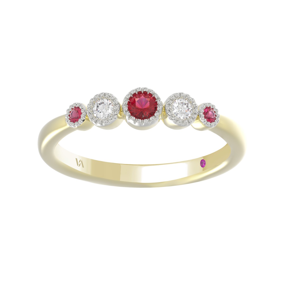 19223301_VA33279Y-10K-1201x1201.jpg 10K YELLOW GOLD 1/3CT ROUND DIAMOND LADIES RING (ROUND RUBY DIAMOND 1/5CT) - Image 1