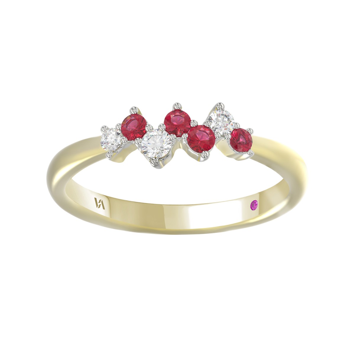 19223315_VA33417Y-10K-1201x1201.jpg 10K YELLOW GOLD 1/4CT ROUND DIAMOND LADIES RING (ROUND RUBY DIAMOND 1/8CT) - Image 1