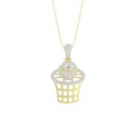 10K YELLOW GOLD 1/6CT ROUND DIAMOND LADIES PENDANT WITH CHAIN