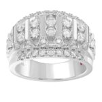 14K WHITE GOLD 1 1/2CT ROUND DIAMOND MENS RING