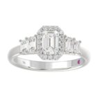 14K WHITE GOLD 1 1/2CT ROUND/EMERALD DIAMOND LADIES RING(CENTER STONE EMERALD DIAMOND 3/4 CT) - Image 3