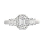 14K WHITE GOLD 1 1/2CT ROUND/EMERALD DIAMOND LADIES RING(CENTER STONE EMERALD DIAMOND 3/4 CT) - Image 6