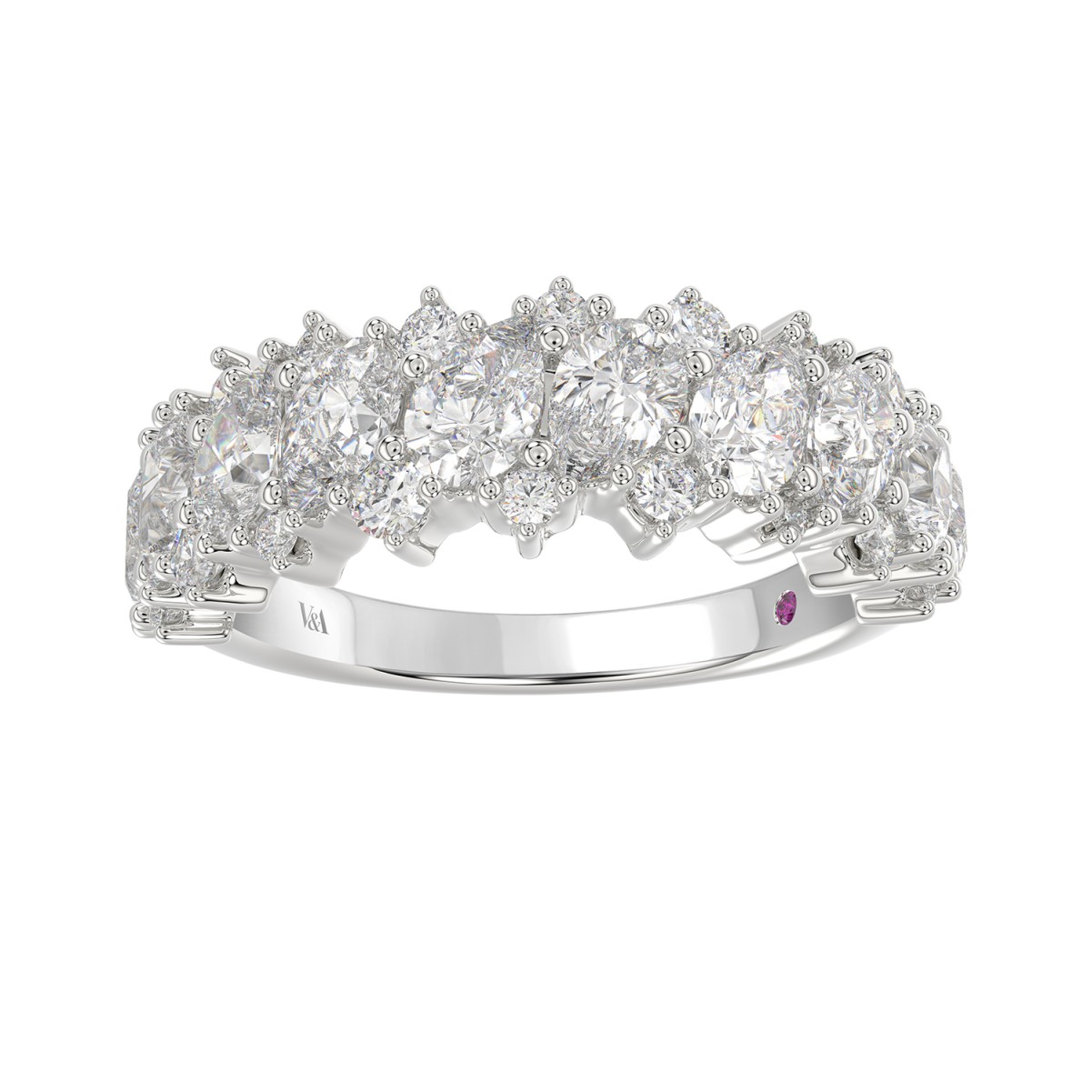 19223338_VA13245W-1201x1201.jpg 14K WHITE GOLD 1 1/2CT ROUND/PEAR DIAMOND LADIES BAND - Image 1