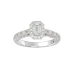 14K WHITE GOLD 1 1/3CT ROUND/EMERALD DIAMOND LADIES RING(CENTER STONE EMERALD DIAMOND 1/2CT) - Image 2