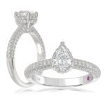 14K WHITE GOLD 1 1/4CT ROUND/PEAR DIAMOND LADIES RING(CENTER STONE PEAR DIAMOND 3/4 CT)