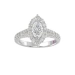 14K WHITE GOLD 1 3/4CT ROUND/MARQUISE DIAMOND LADIES RING(CENTER STONE MARQUISE DIAMOND 1CT) - Image 2