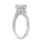 14K WHITE GOLD 1 3/8CT ROUND/BAGUETTE/EMERALD DIAMOND LADIES RING(CENTER STONE EMERALD DIAMOND 3/4CT) - Image 2