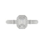 14K WHITE GOLD 1 3/8CT ROUND/BAGUETTE/EMERALD DIAMOND LADIES RING(CENTER STONE EMERALD DIAMOND 3/4CT) - Image 6