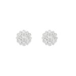 14K WHITE GOLD 1/2CT ROUND DIAMOND LADIES FLOWER EARRINGS