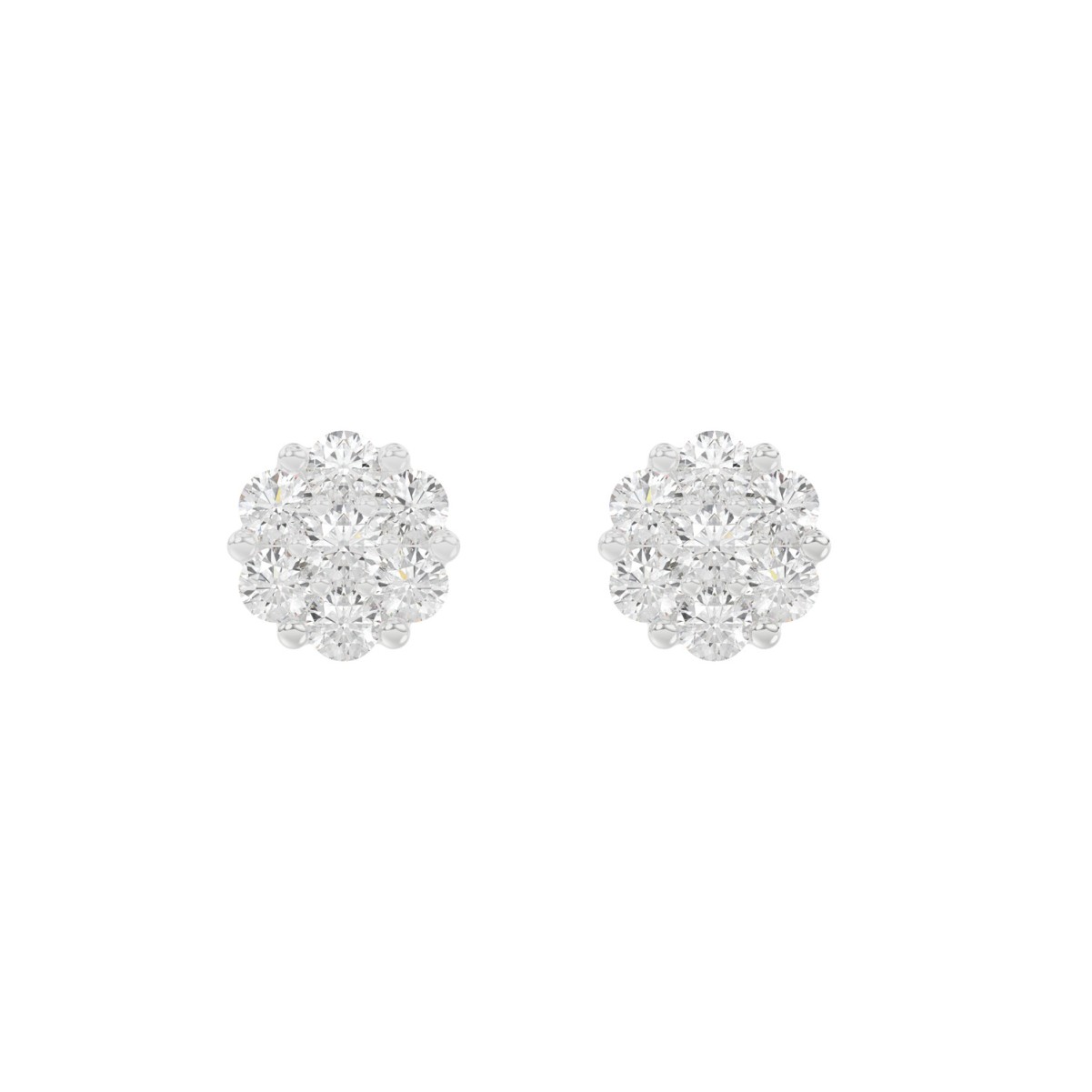 19223374_VA15404W-1201x1201.jpg 14K WHITE GOLD 1/2CT ROUND DIAMOND LADIES FLOWER EARRINGS - Image 1