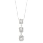14K WHITE GOLD 1/2CT ROUND/BAGUETTE DIAMOND LADIES PENDANT WITH CHAIN