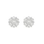 14K WHITE GOLD 1CT ROUND DIAMOND LADIES FLOWER EARRINGS