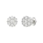 14K WHITE GOLD 1CT ROUND DIAMOND LADIES FLOWER EARRINGS - Image 3