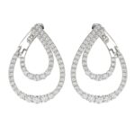 14K WHITE GOLD 1CT ROUND DIAMOND LADIES HOOPS EARRINGS