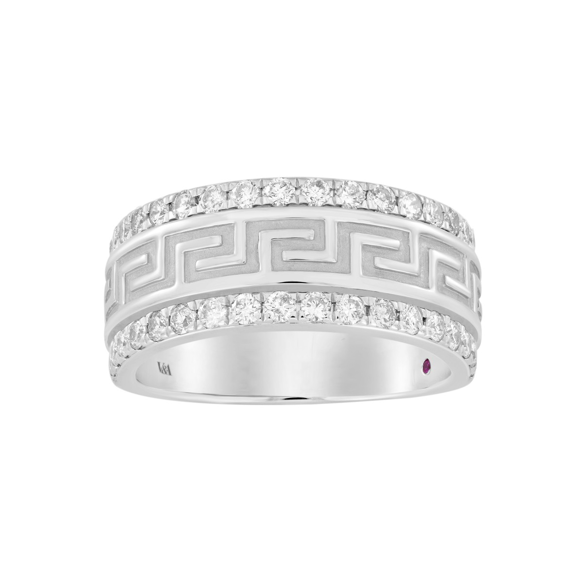 19223432_VA14889W-1201x1201.jpg 14K WHITE GOLD 1CT ROUND DIAMOND MEN'S BAND - Image 1