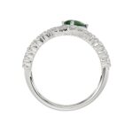 14K WHITE GOLD 1CT ROUND/PEAR DIAMOND LADIES FASHION RING(COLOR STONE PEAR GREEN EMERALD DIAMOND 1/2CT) - Image 2