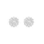 14K WHITE GOLD 3/4CT ROUND DIAMOND LADIES FLOWER EARRINGS