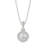 14K WHITE GOLD 3/4CT ROUND DIAMOND LADIES PENDANT WITH CHAIN WITH CHAIN(CENTER STONE ROUND DIAMOND 1/2CT)