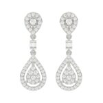 14K WHITE GOLD 3/4CT ROUND/BAGUETTE DIAMOND LADIES EARRINGS