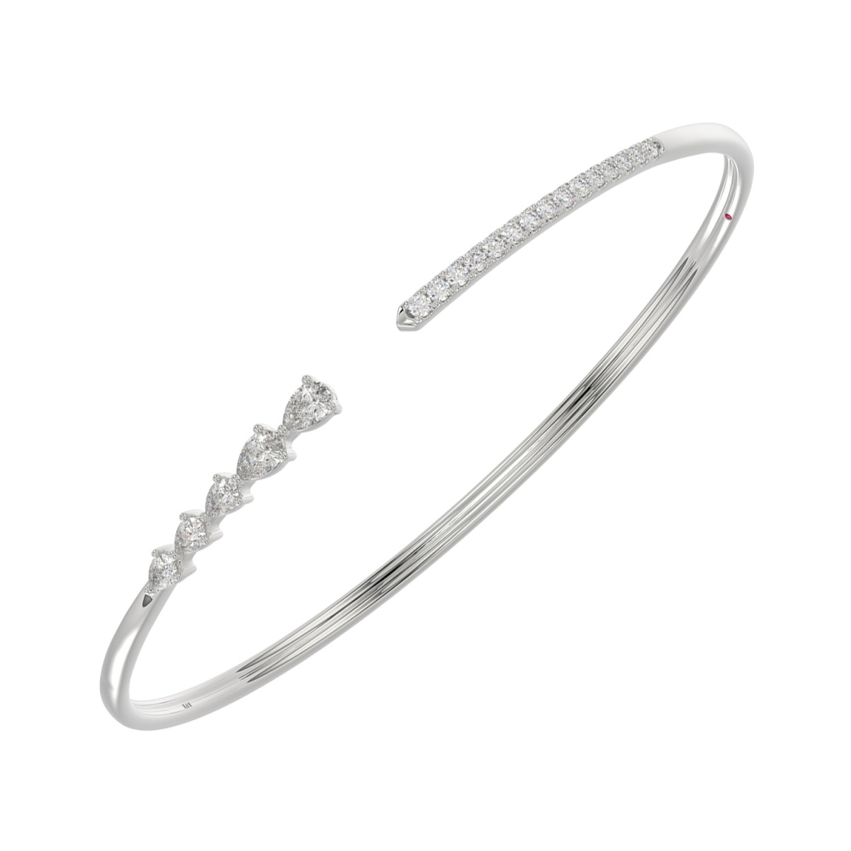 19223483_VA17483W-1201x1201.jpg 14K WHITE GOLD 5/8CT ROUND/PEAR DIAMOND LADIES BANGLE - Image 1