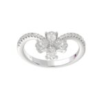14K WHITE GOLD 7/8CT ROUND/PEAR DIAMOND LADIES FASHION RING