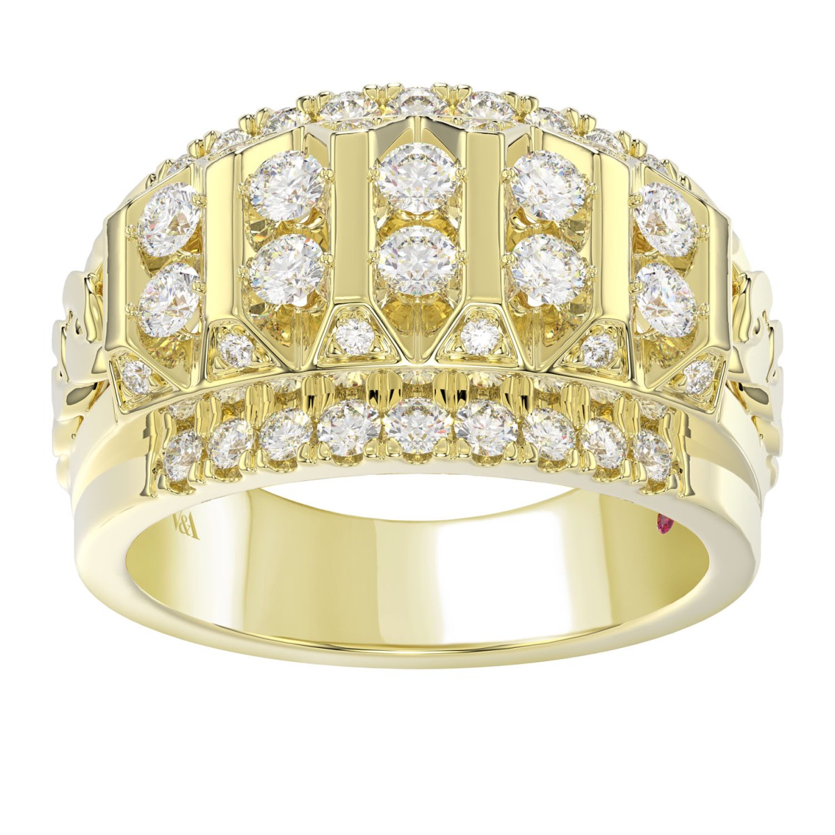 19223503_VA19700Y-1201x1201.jpg 14K YELLOW GOLD 1 1/2CT ROUND DIAMOND MEN'S RINGS - Image 1