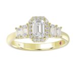 14K YELLOW GOLD 1 1/2CT ROUND/EMERALD DIAMOND LADIES RING(CENTER STONE EMERALD DIAMOND 3/4 CT) - Image 3