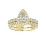 14K YELLOW GOLD 1 1/2CT ROUND/PEAR DIAMOND LADIES BRIDAL SET(CENTER STONE PEAR DIAMOND 3/4CT) - Image 2