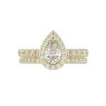 14K YELLOW GOLD 1 1/2CT ROUND/PEAR DIAMOND LADIES BRIDAL SET(CENTER STONE PEAR DIAMOND 3/4CT) - Image 4
