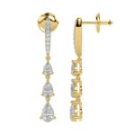 14K YELLOW GOLD 1 1/5CT ROUND/PEAR DIAMOND LADIES EARRINGS - Image 2