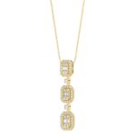14K YELLOW GOLD 1/2CT ROUND/BAGUETTE DIAMOND LADIES PENDANT WITH CHAIN - Image 3