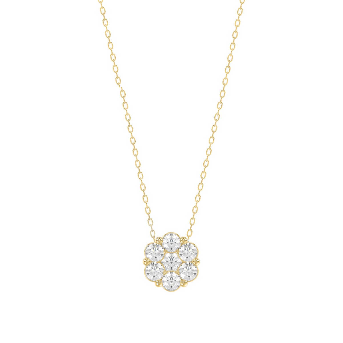 19223551_VA15256Y-1201x1201.jpg 14K YELLOW GOLD 1/3CT ROUND DIAMOND LADIES FLOWER PENDANT WITH CHAIN - Image 1