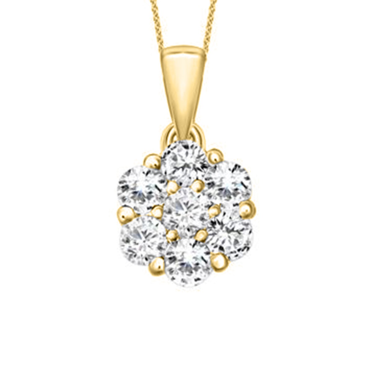 19223566_VA15214Y-14K-1201x1201.jpg 14K YELLOW GOLD 1/6CT ROUND DIAMOND LADIES FLOWER PENDANT WITH CHAIN - Image 1
