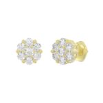 14K YELLOW GOLD 1CT ROUND DIAMOND LADIES FLOWER EARRINGS - Image 3