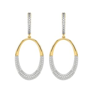 14K YELLOW GOLD 1CT ROUND DIAMOND LADIES HOOPS EARRINGS