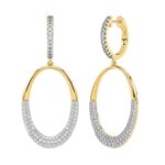 14K YELLOW GOLD 1CT ROUND DIAMOND LADIES HOOPS EARRINGS - Image 3
