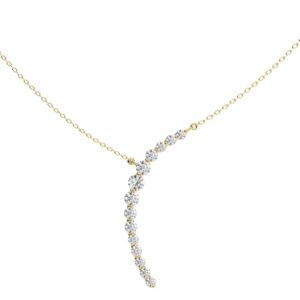 14K YELLOW GOLD 1CT ROUND DIAMOND LADIES PENDANT WITH CHAIN
