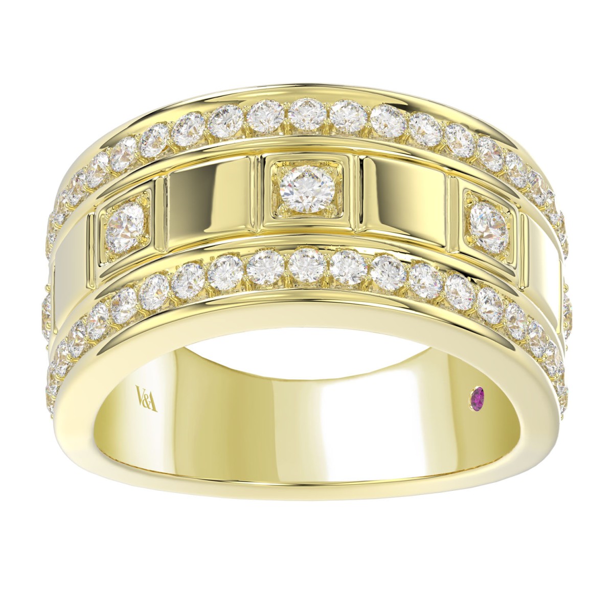 19223587_VA14897Y-1201x1201.jpg 14K YELLOW GOLD 1CT ROUND DIAMOND MEN'S BAND - Image 1
